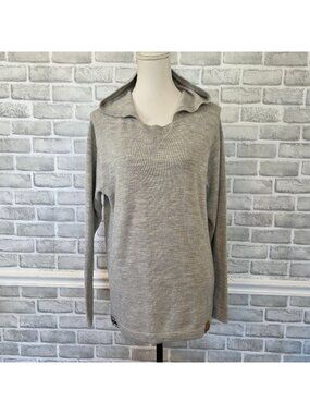 Paka Royal Alpaca Knit Hoodie Sweater Light Grey Unisex Medium Handmade Peru